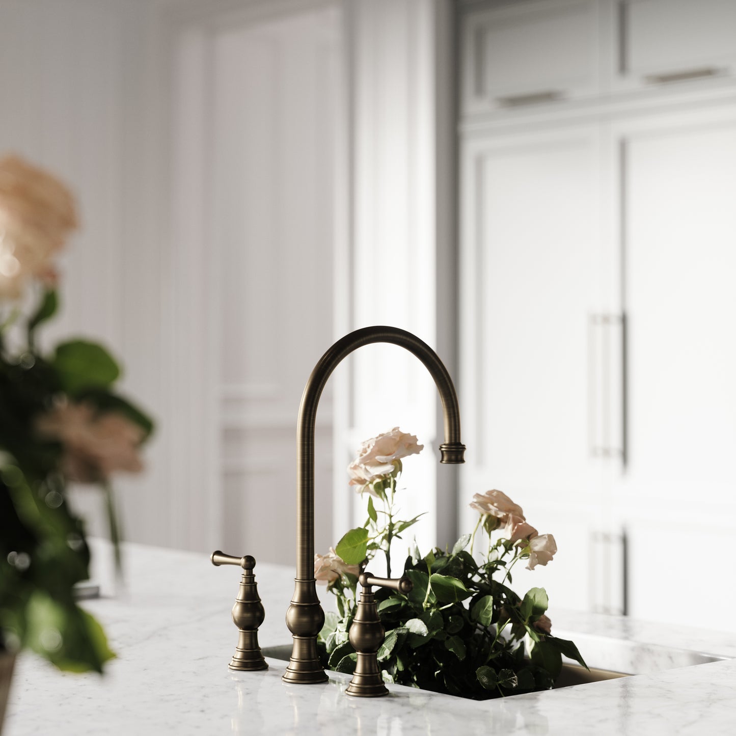 Grantley 3-Hole Traditional Kitchen Tap Brushed Bronze