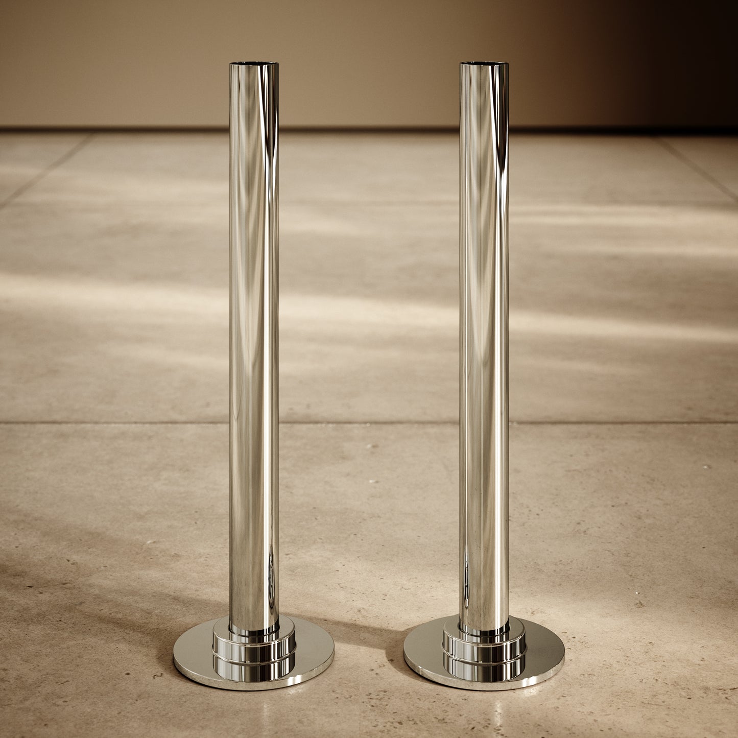 Polished Nickel Radiator Pipe Extension Kit 180mm