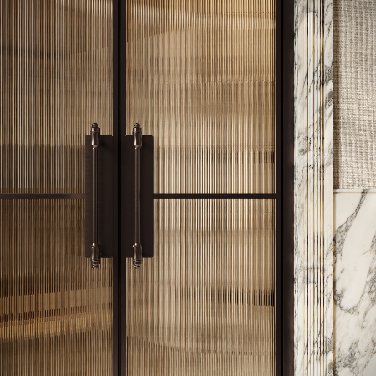 Scanalato Deep Bronze Double Fluted Shower Door - All Sizes