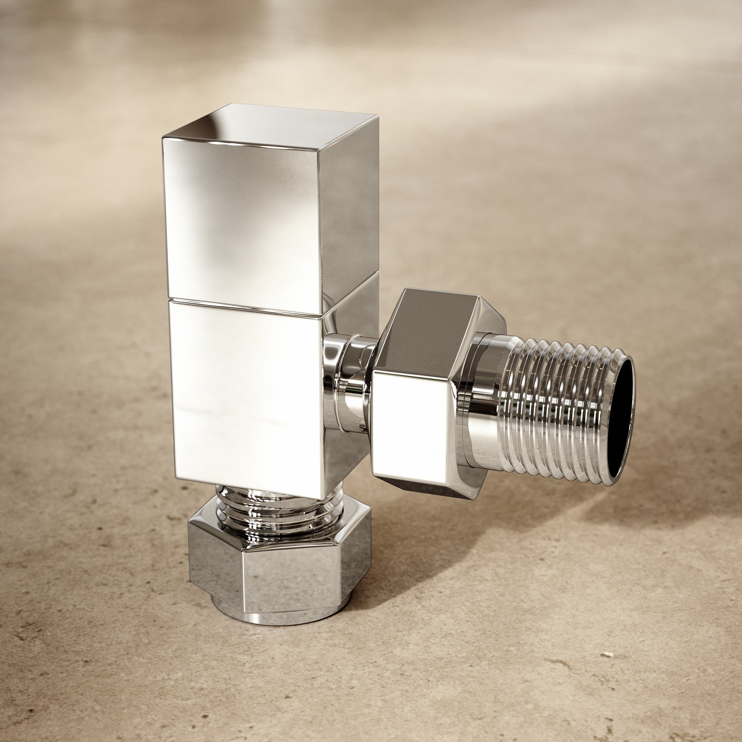 Square Angled Radiator Valves Chrome