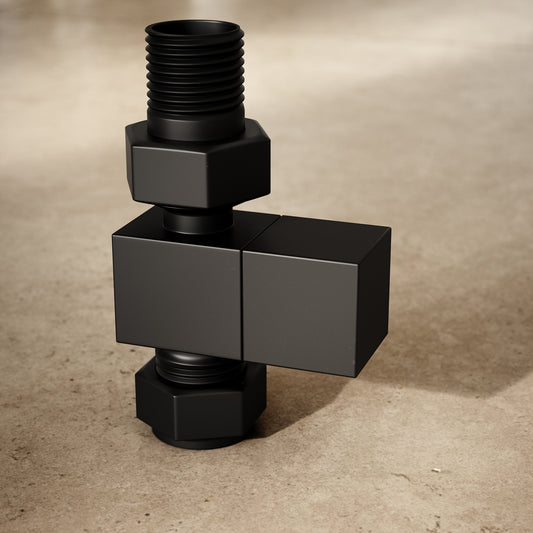 Matte Black Square Straight Radiator Valves