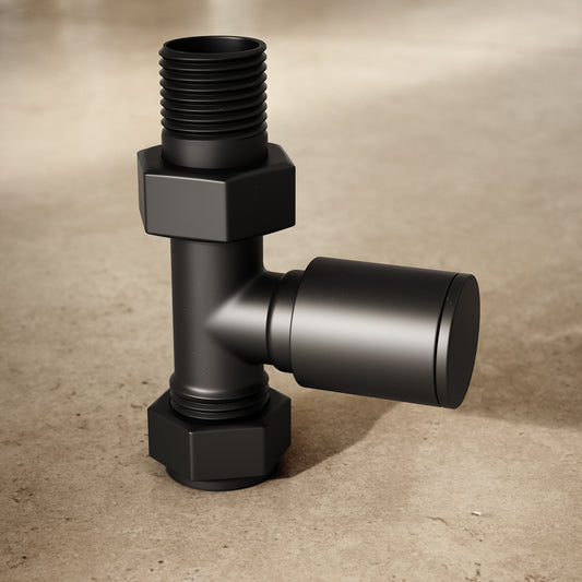 Matte Black Round Straight Radiator Valves