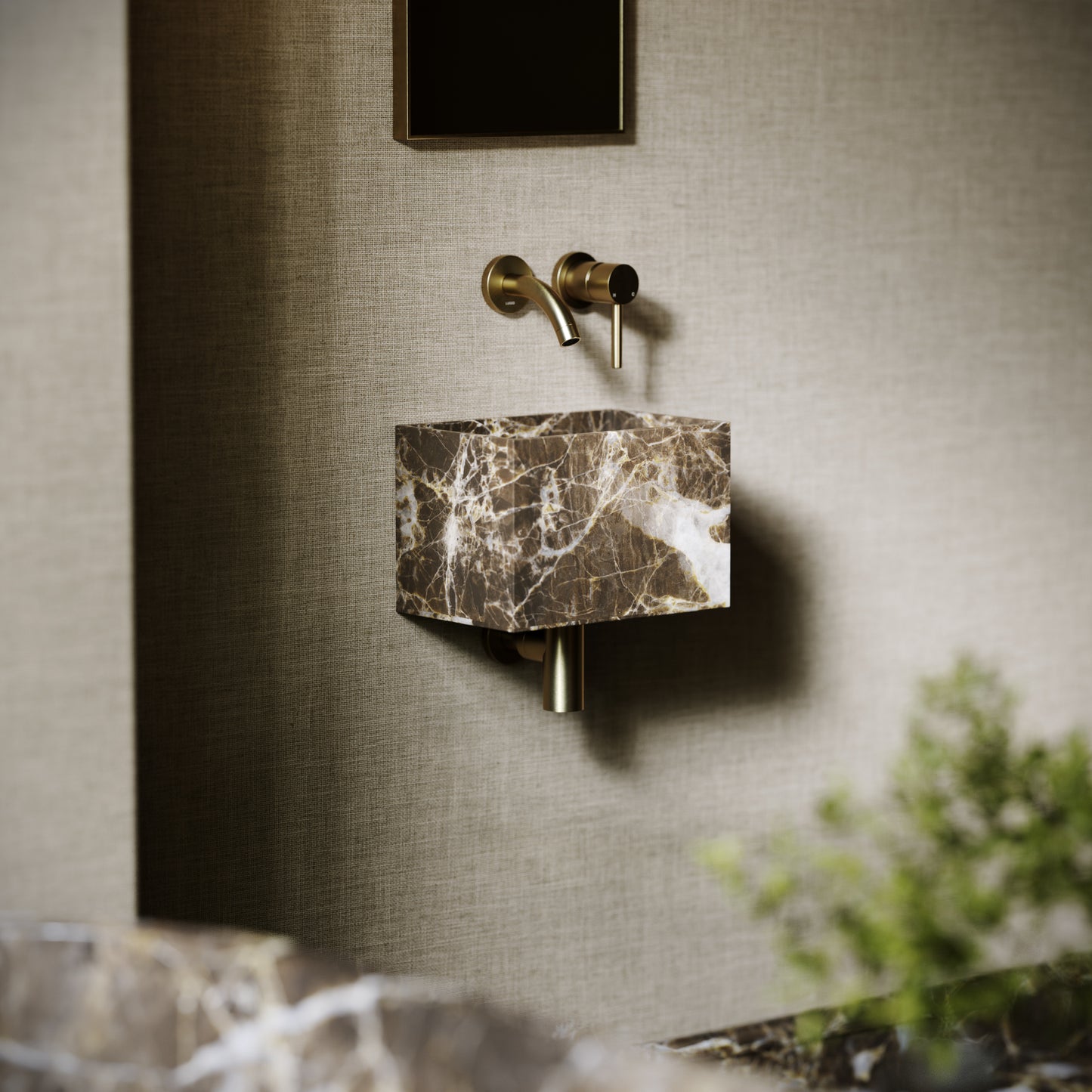 Tucci Dark Emperador Marble Wall Hung Basin 300mm