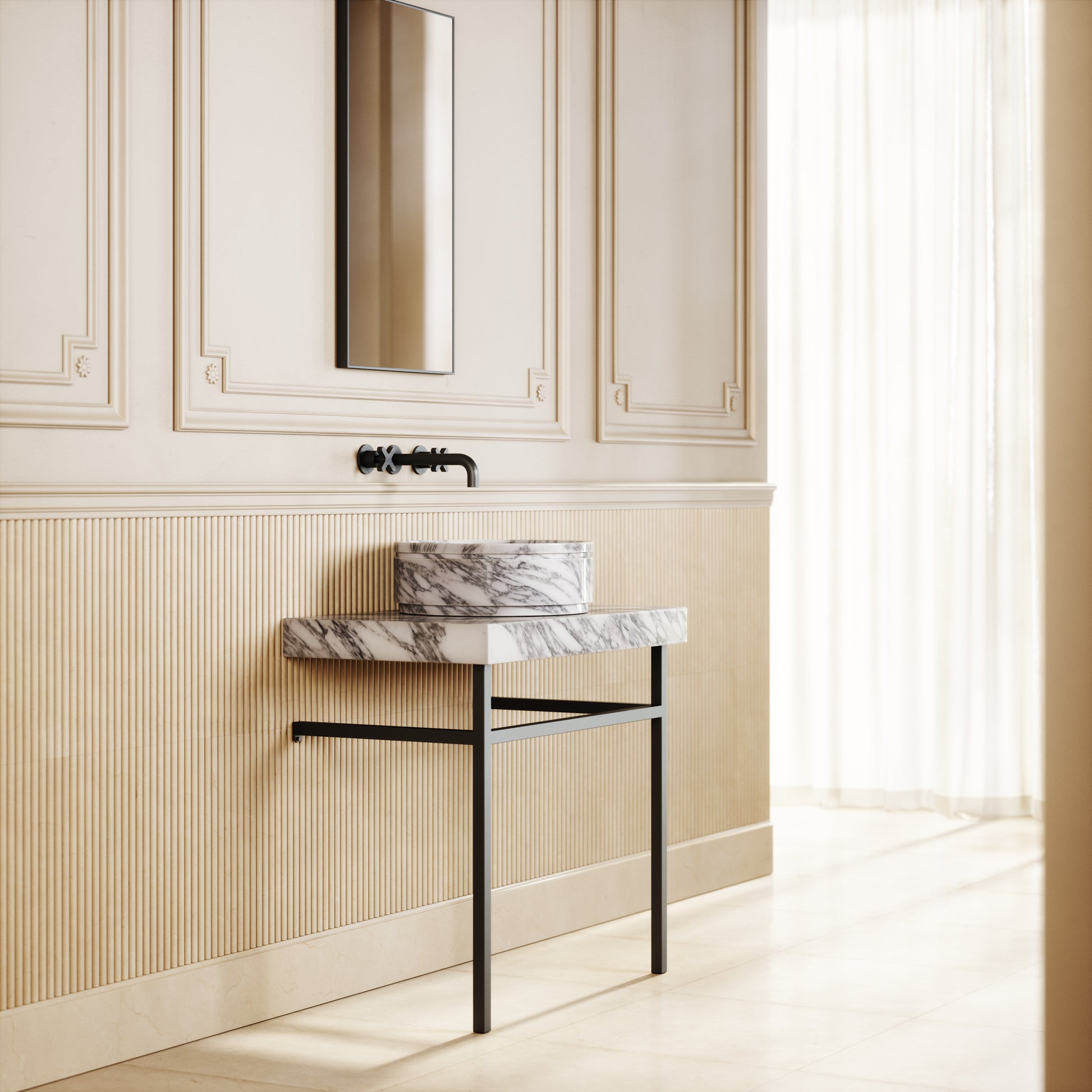 Vaso Arabescato Marble Countertop Basin 400mm