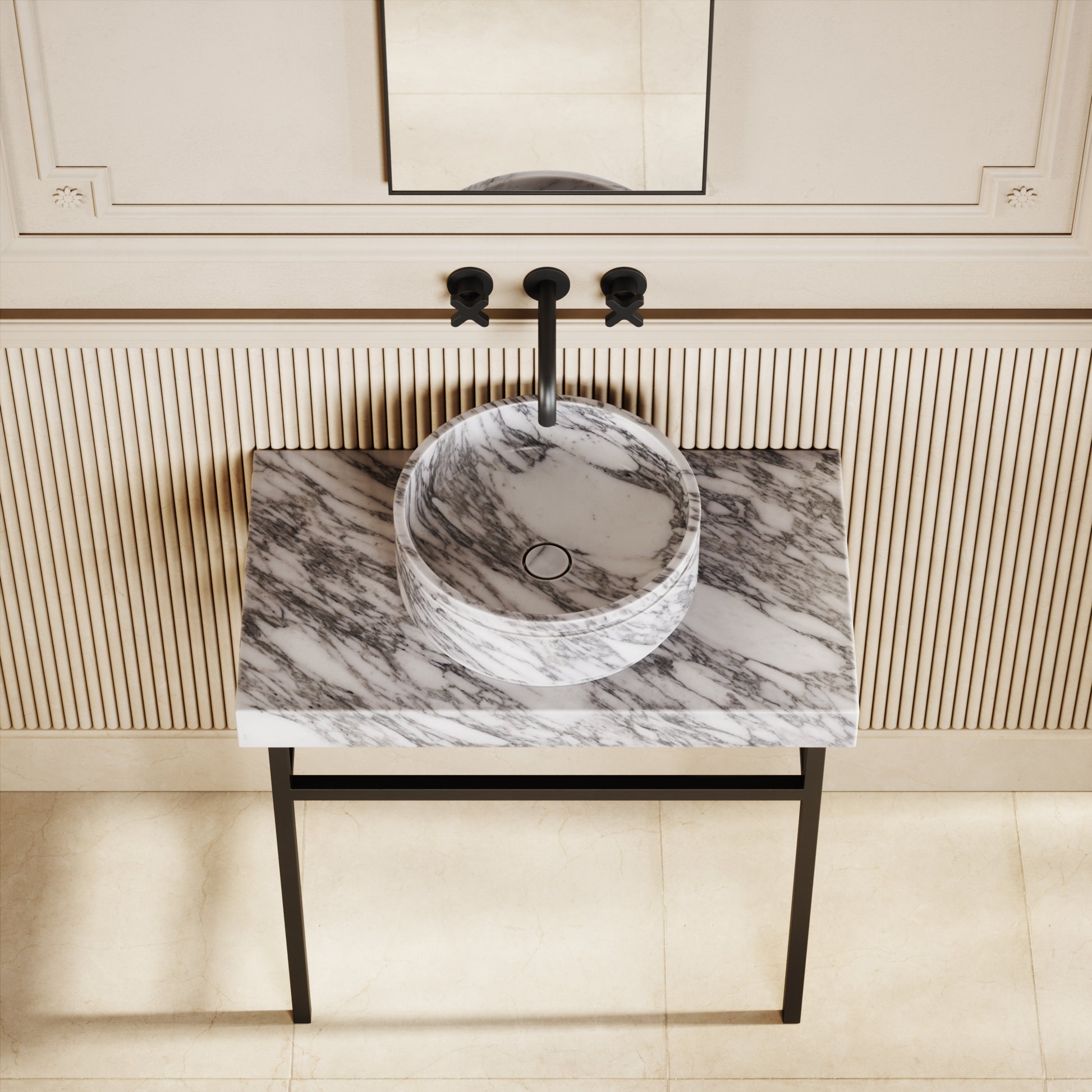 Vaso Arabescato Marble Countertop Basin 400mm