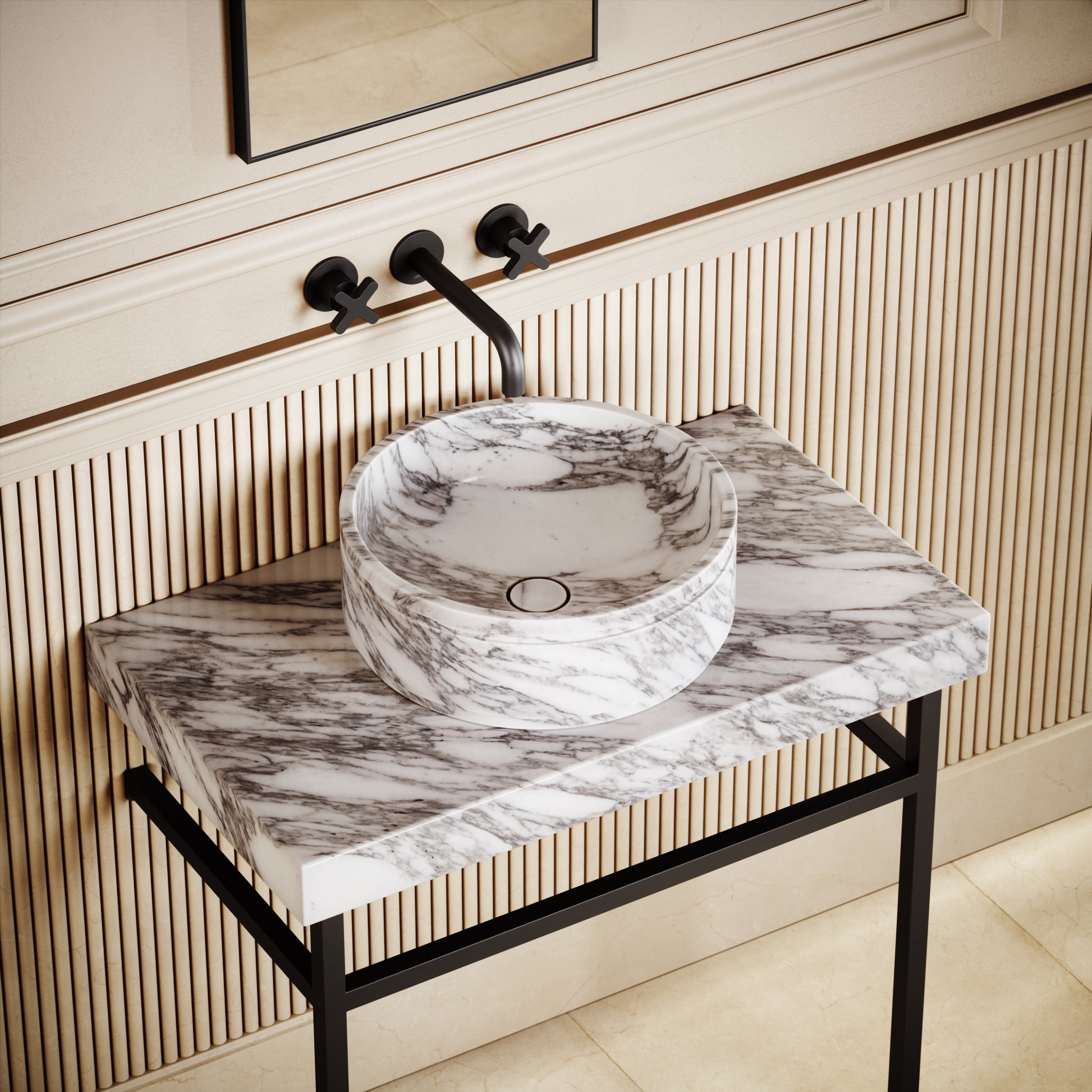 Vaso Arabescato Marble Countertop Basin 400mm