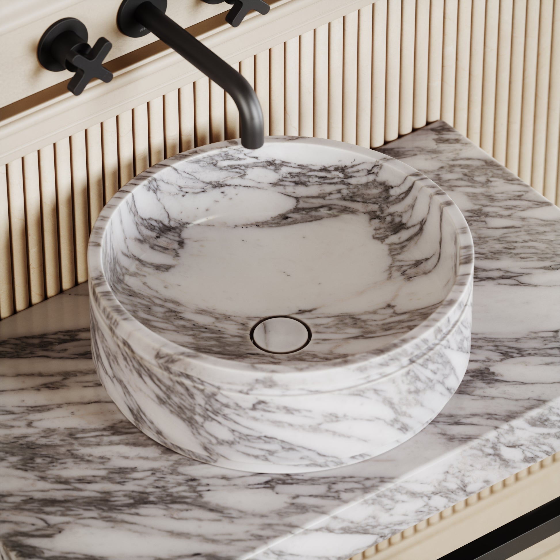 Vaso Arabescato Marble Countertop Basin 400mm
