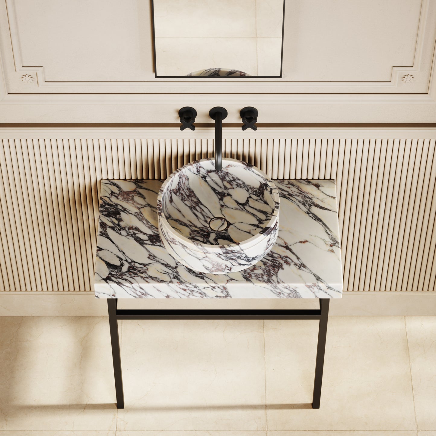Vaso Calacatta Viola Marble Countertop Basin 400mm