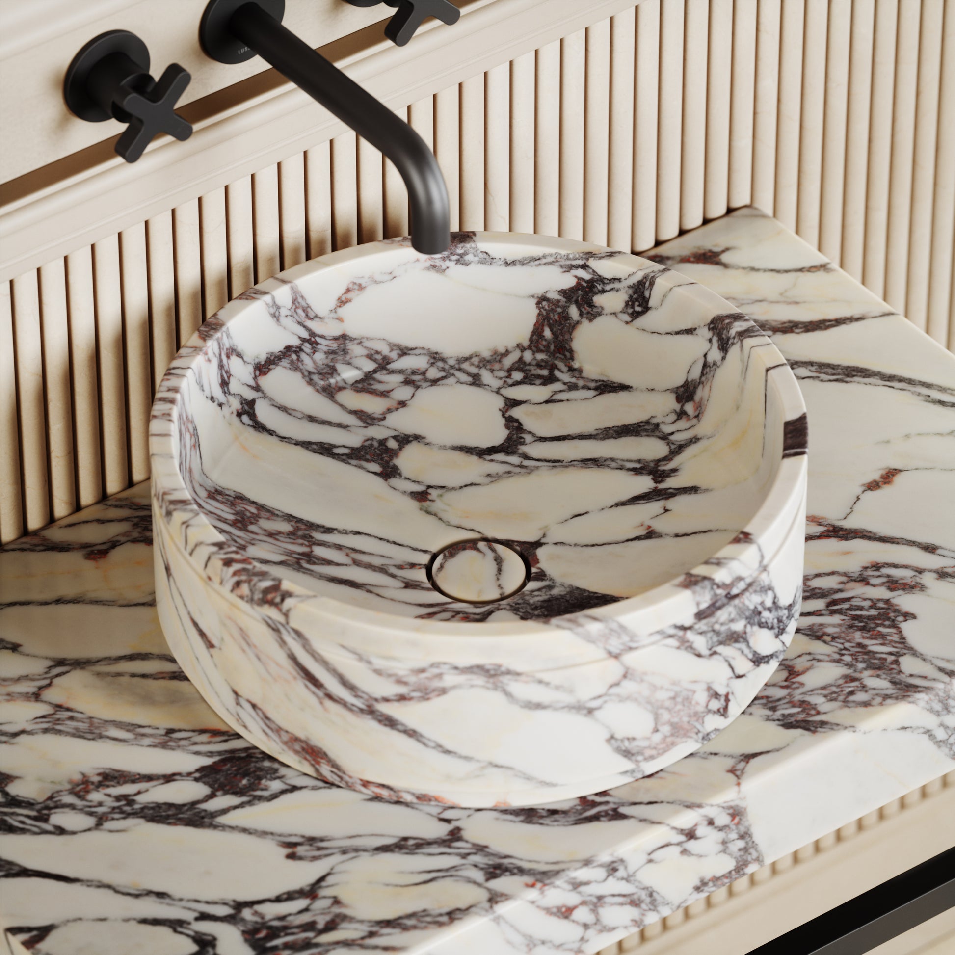 Vaso Calacatta Viola Marble Countertop Basin 400mm