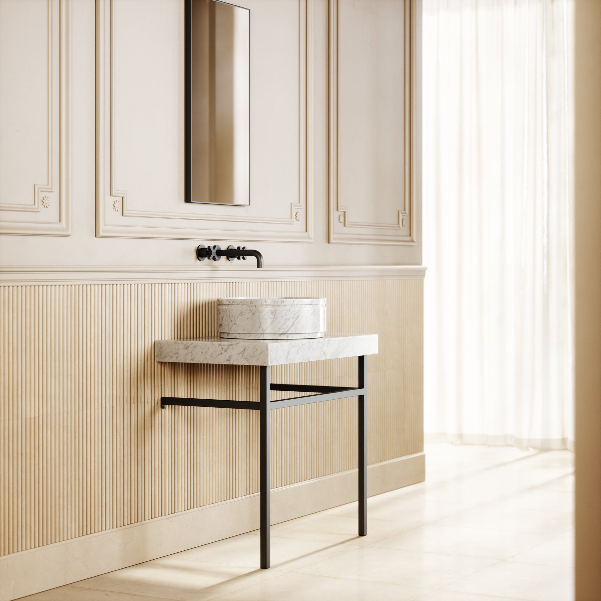 Vaso Carrara Marble Countertop Basin 400mm