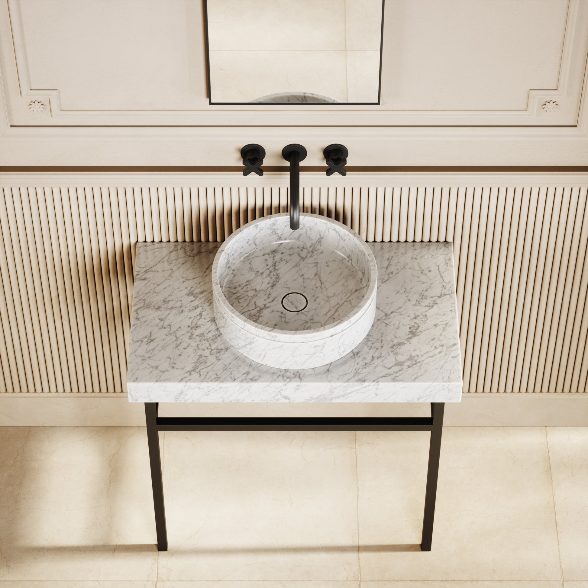 Vaso Carrara Marble Countertop Basin 400mm