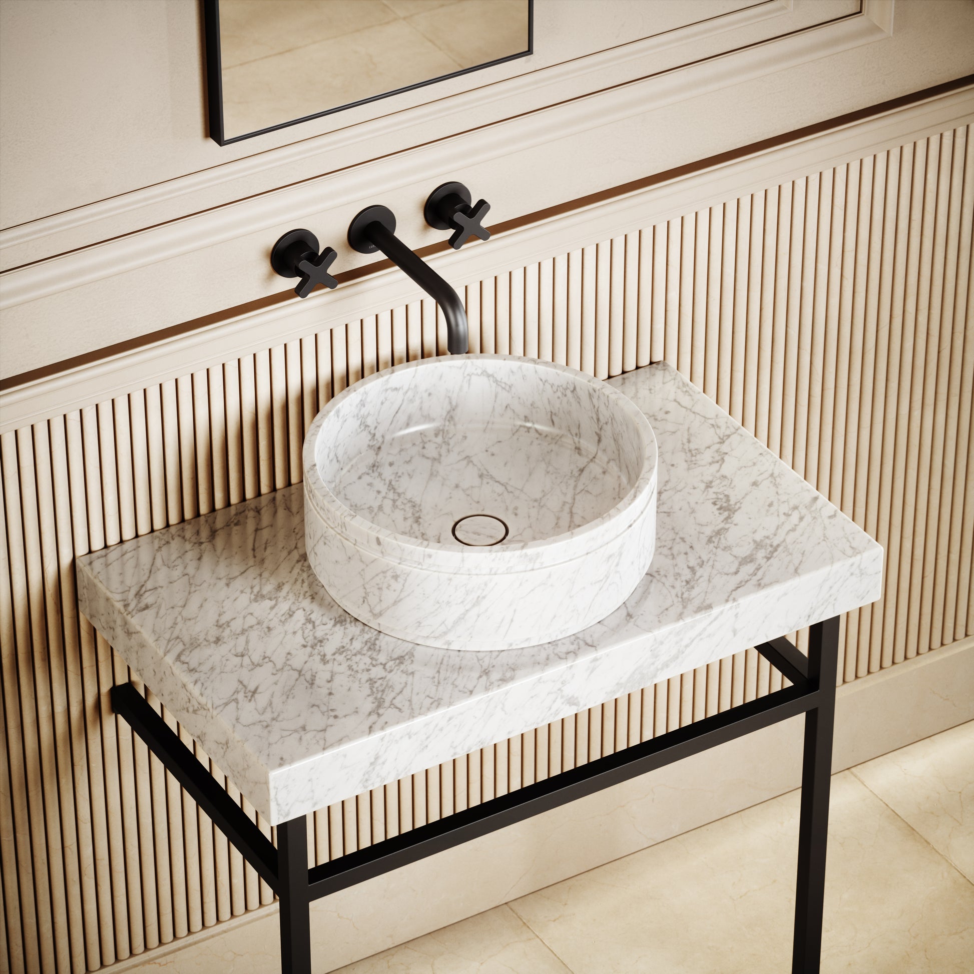 Vaso Carrara Marble Countertop Basin 400mm