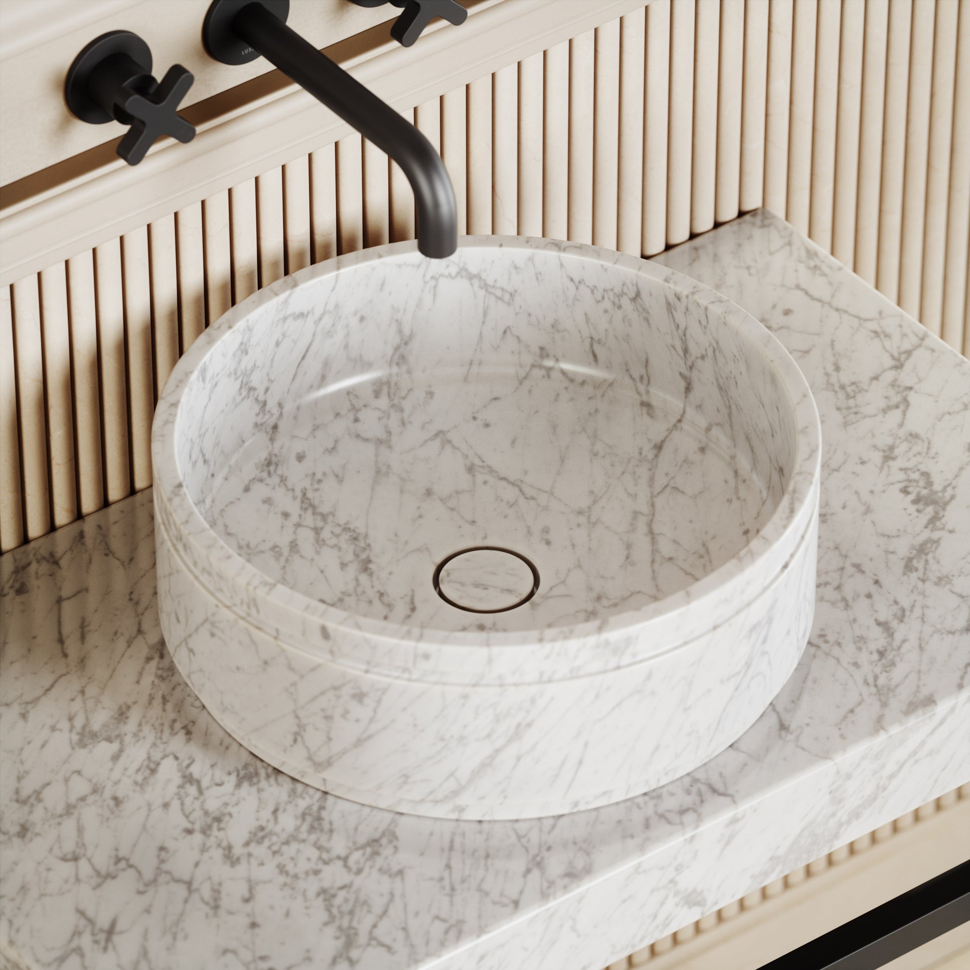 Vaso Carrara Marble Countertop Basin 400mm