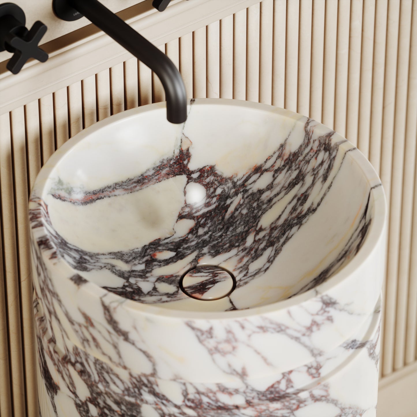 Vaso Calacatta Viola Marble Freestanding Basin 400mm