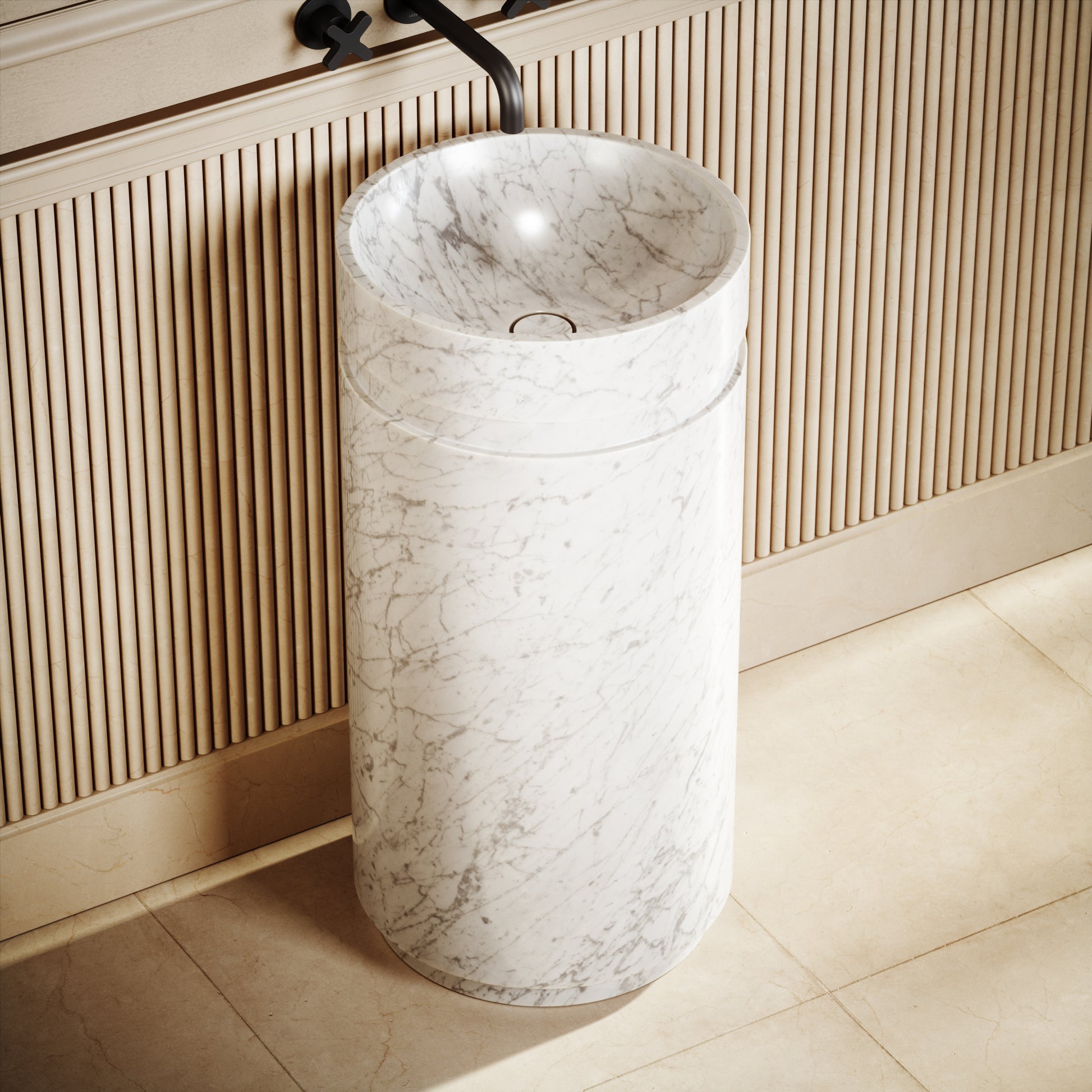 Vaso Carrara Marble Freestanding Basin 400mm