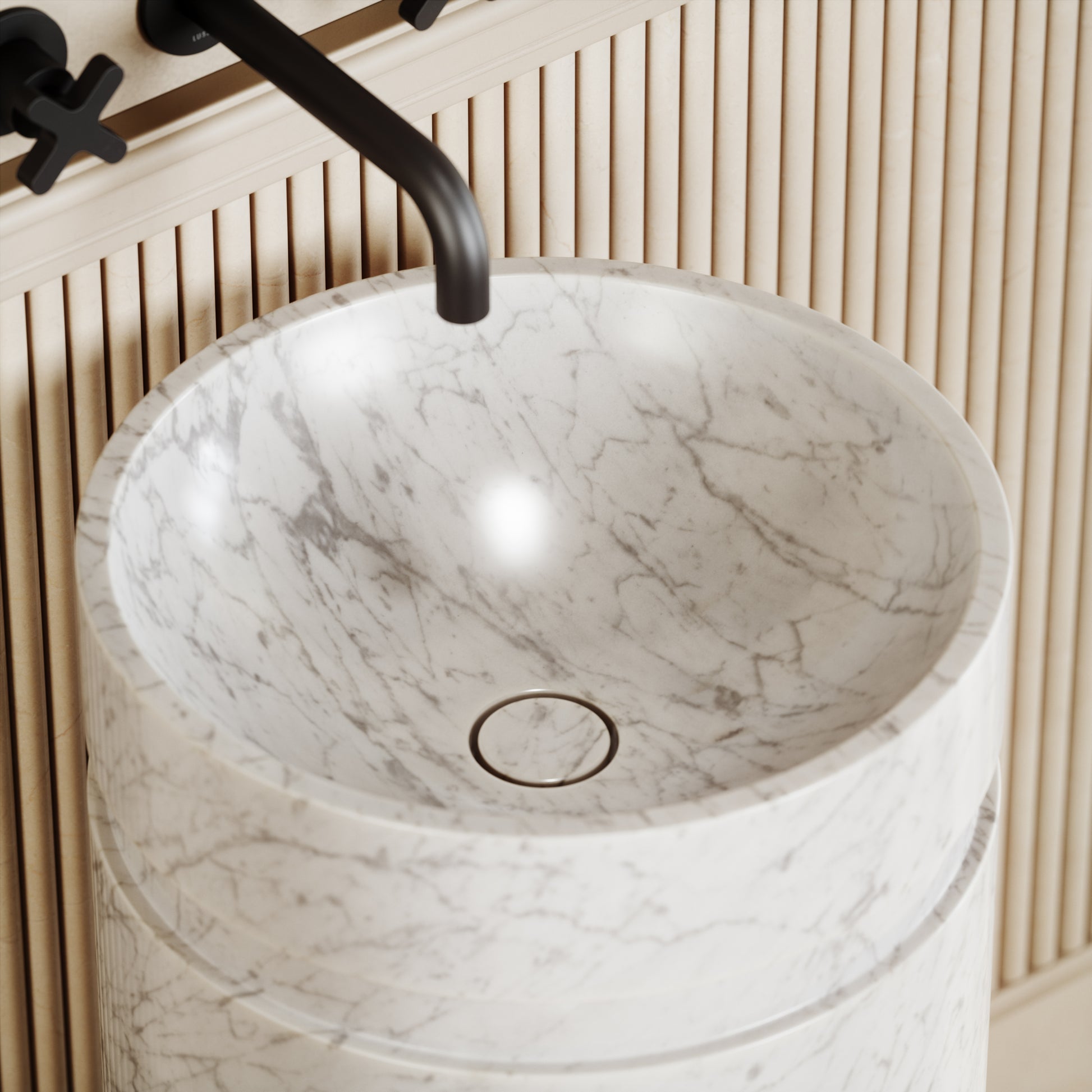 Vaso Carrara Marble Freestanding Basin 400mm