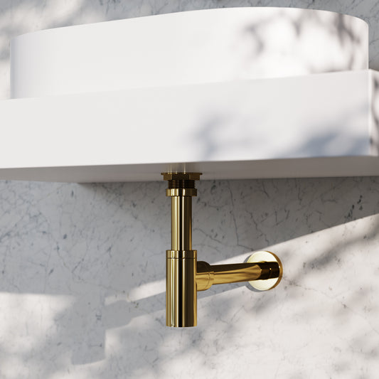 Luxe Polished Brass Round Bottle Trap