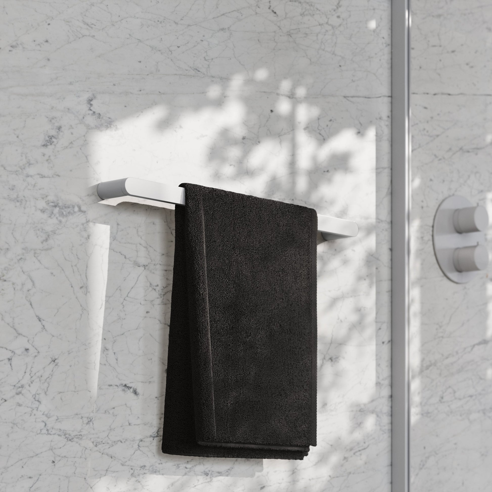 Luxe Silk Matte White Towel Bar Rail 600mm