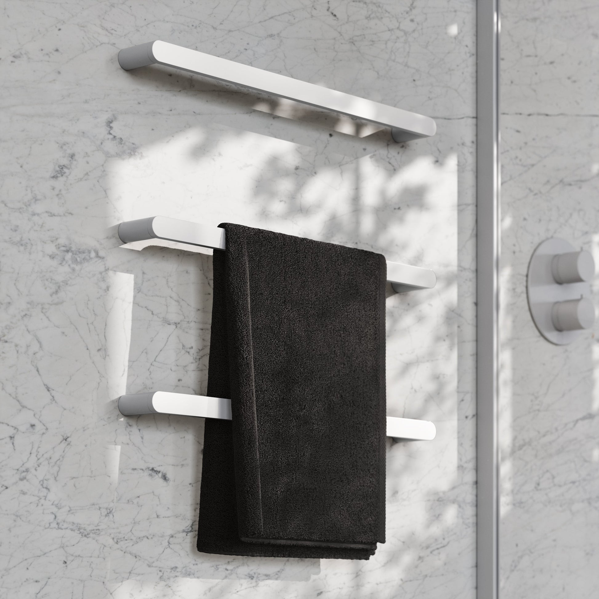 Luxe Matte White 3 Bar Towel Rail 600mm