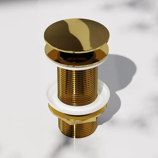 Luxe Polished Brass Unslotted Click Clack Basin Waste