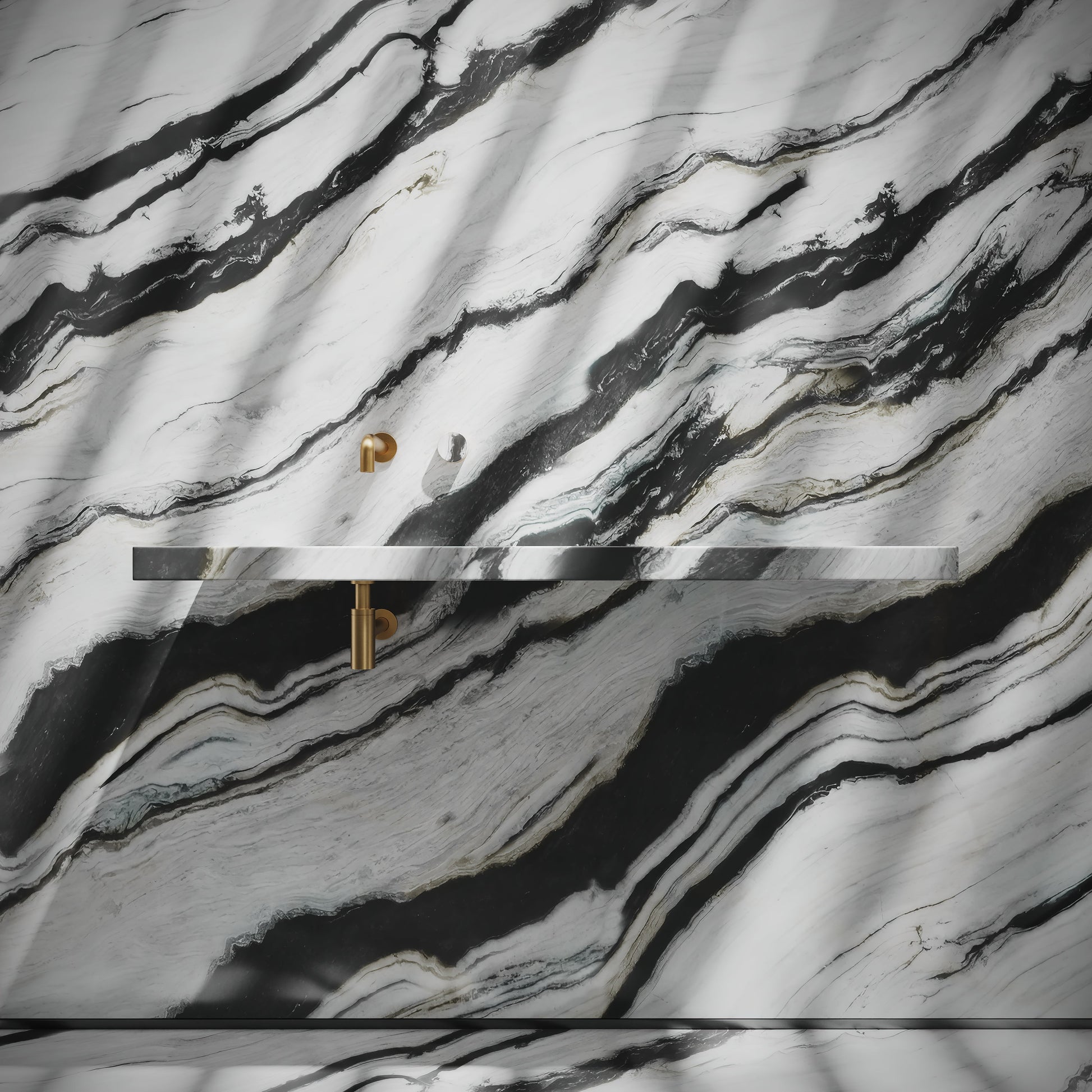 Levitare Panda Marble Ultra Thin Wall Mounted Basin 1200mm (Offset Waste)