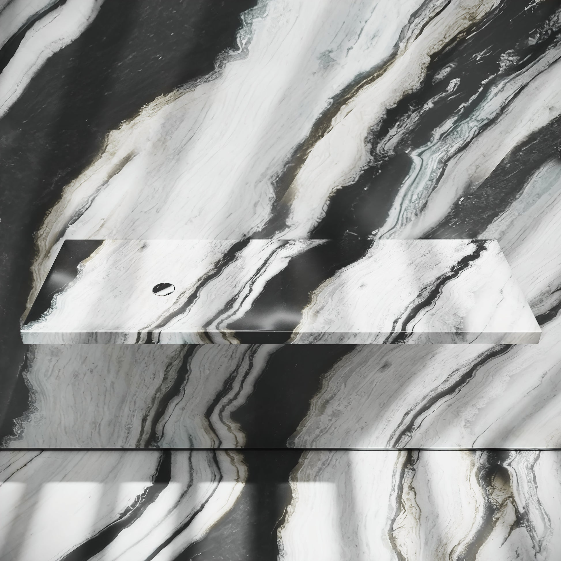 Levitare Panda Marble Ultra Thin Wall Mounted Basin 1200mm (Offset Waste)