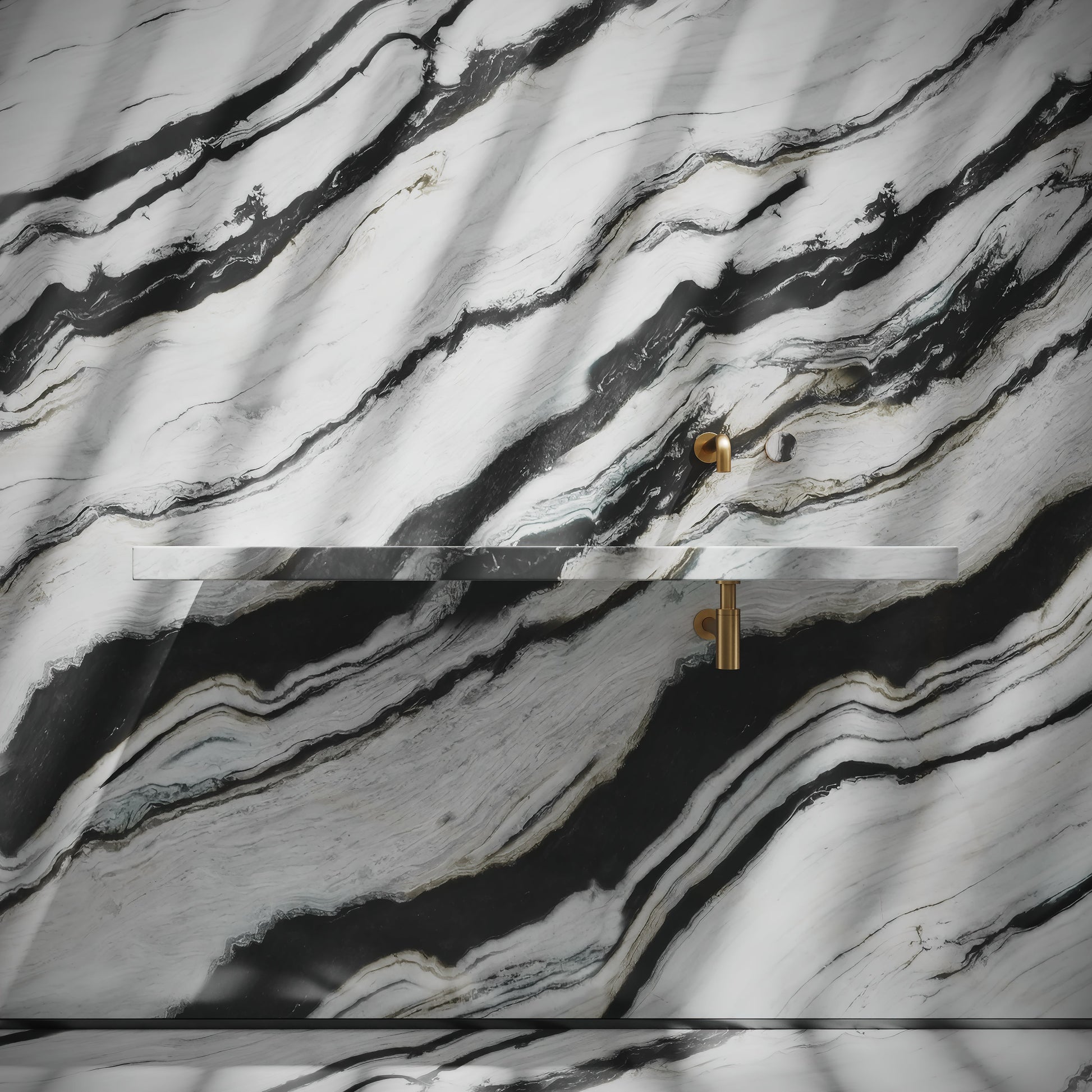 Levitare Panda Marble Ultra Thin Wall Mounted Basin 1200mm (Offset Waste)