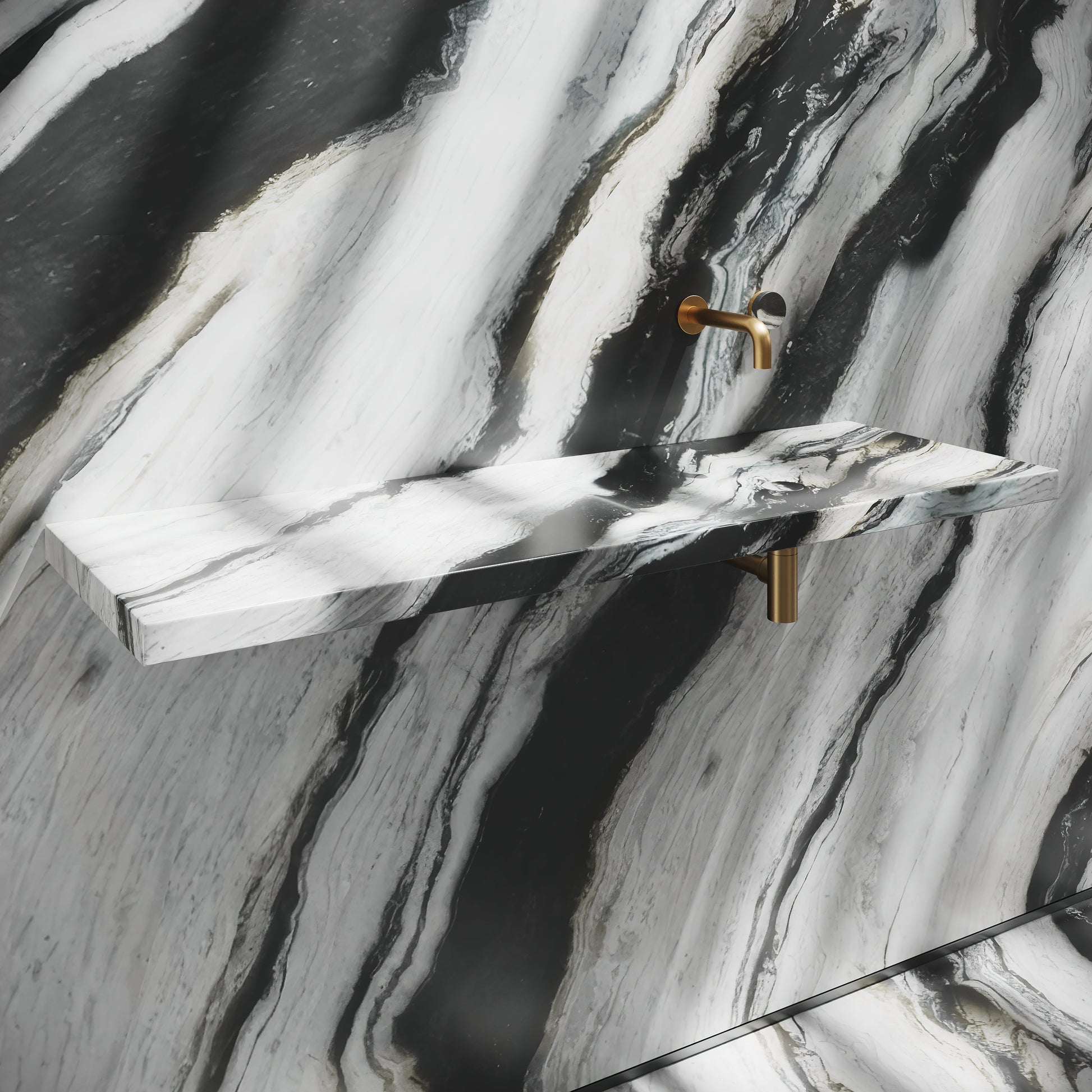 Levitare Panda Marble Ultra Thin Wall Mounted Basin 1200mm (Offset Waste)