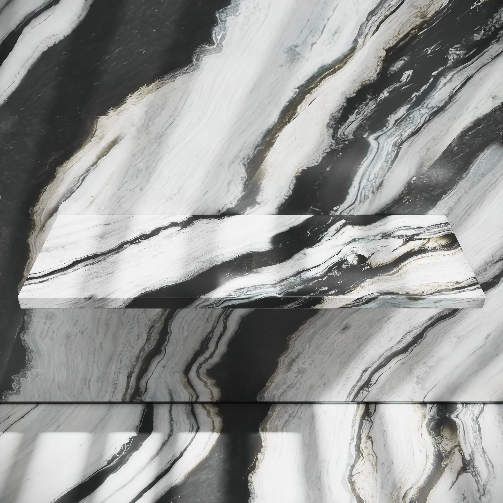 Levitare Panda Marble Ultra Thin Wall Mounted Basin 1200mm (Offset Waste)