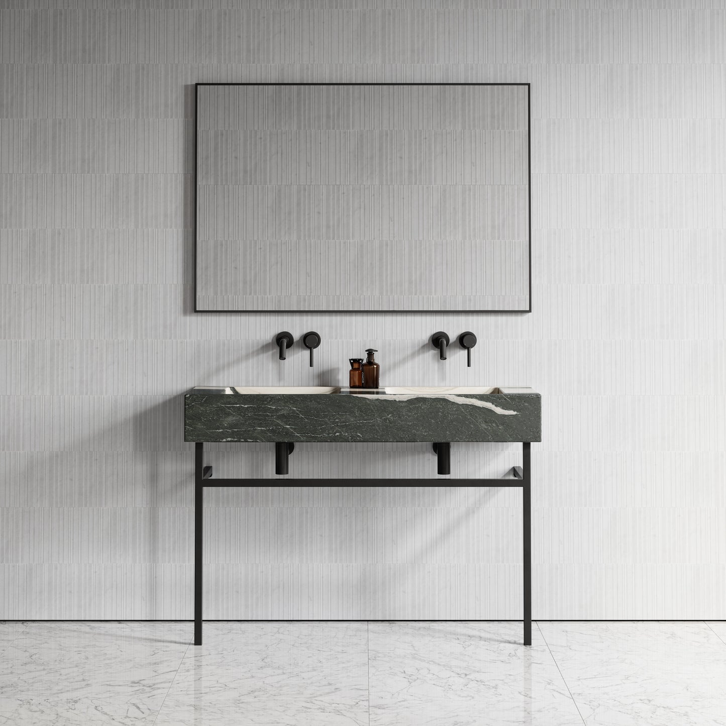 Vernante Panda Marble Matte Black Vanity Unit 1200mm