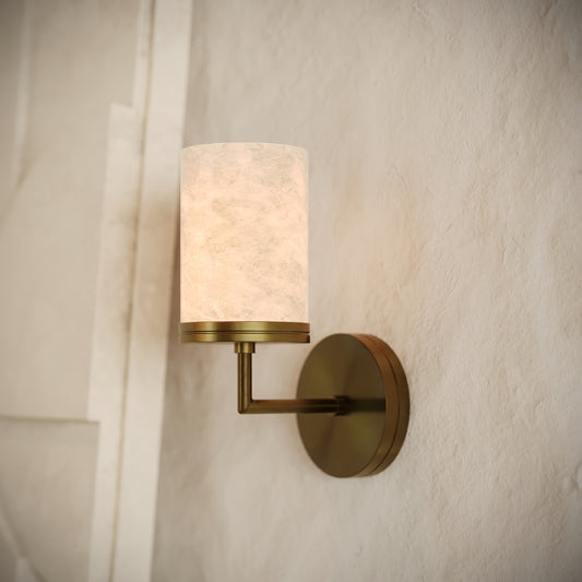 Riflesso Alabaster Wall Sconce Light Burnished Brass 260mm