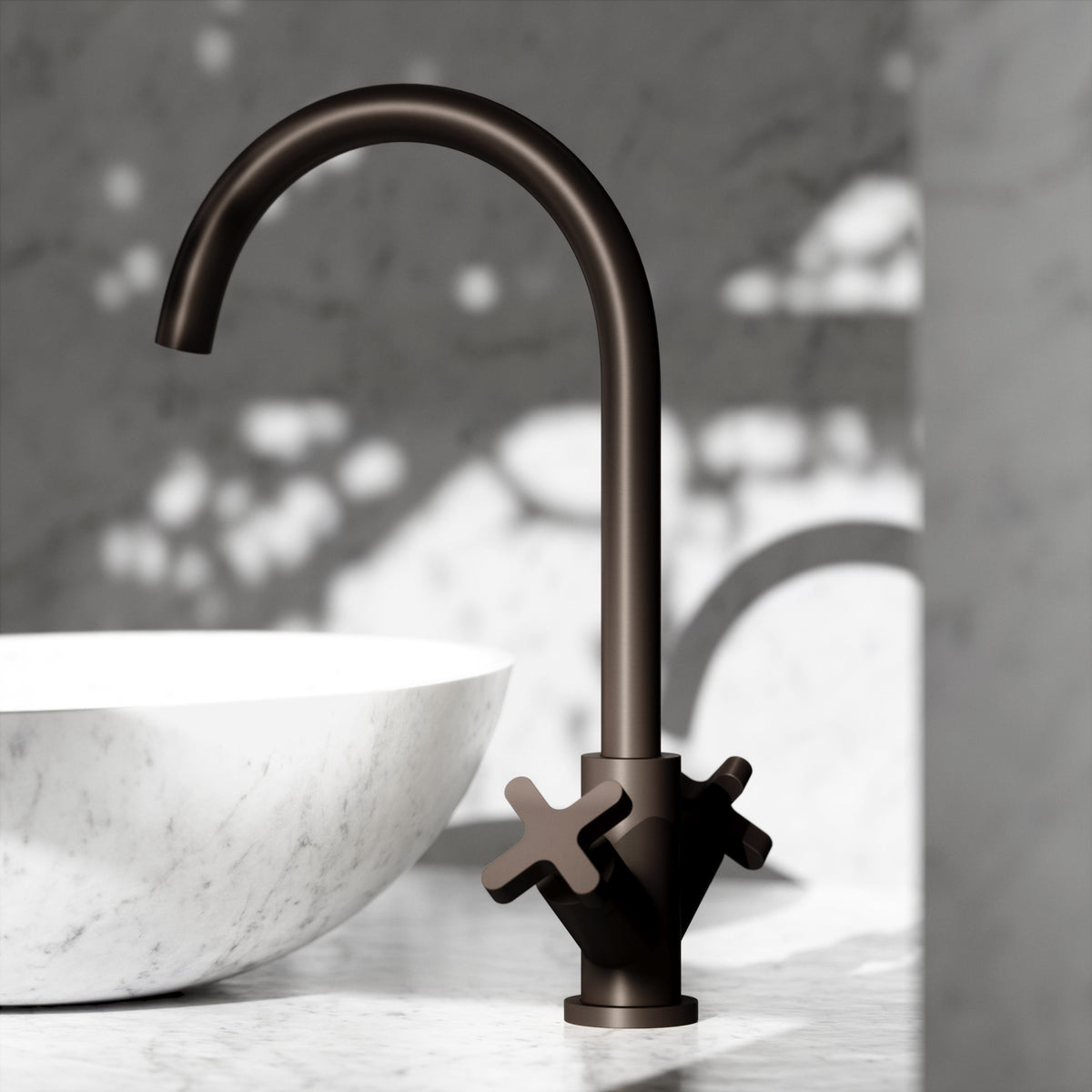 Regal Deep Bronze Crosshead Kitchen Mixer Tap