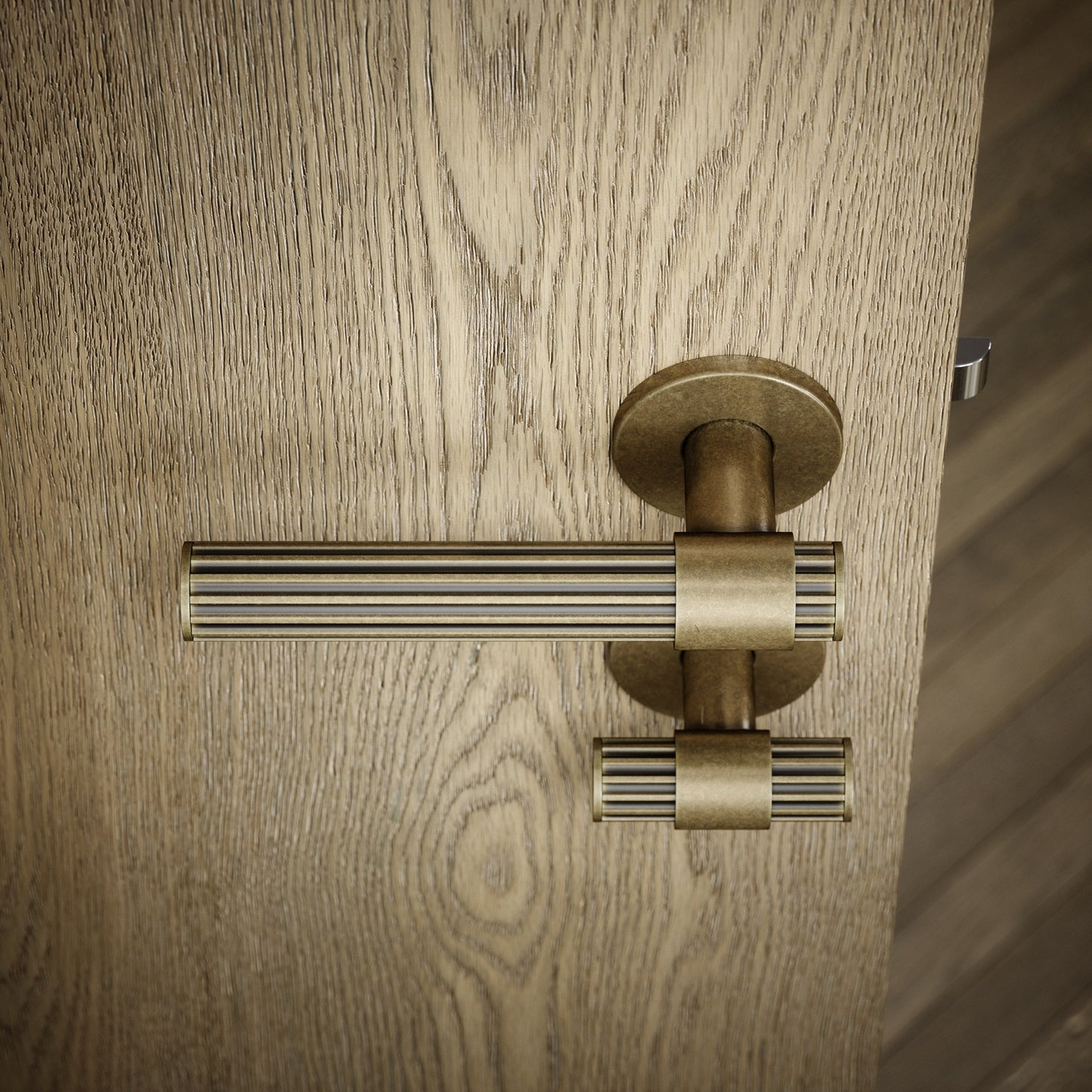 Royal Oak Aged Bronze Deep Flute Bathroom WC Handle & Round Thumbturn Set
