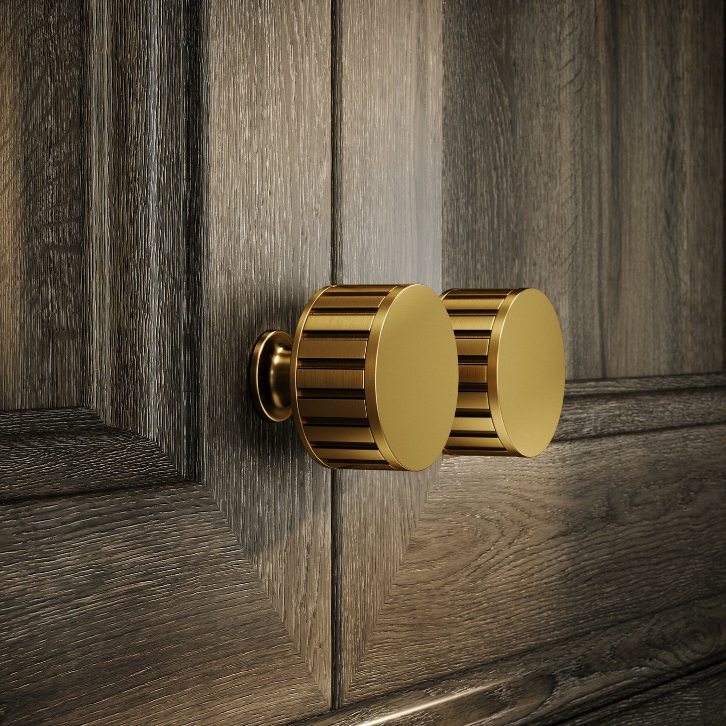 Royal Oak Brushed Gold Deep Flute Cabinet Door Knob