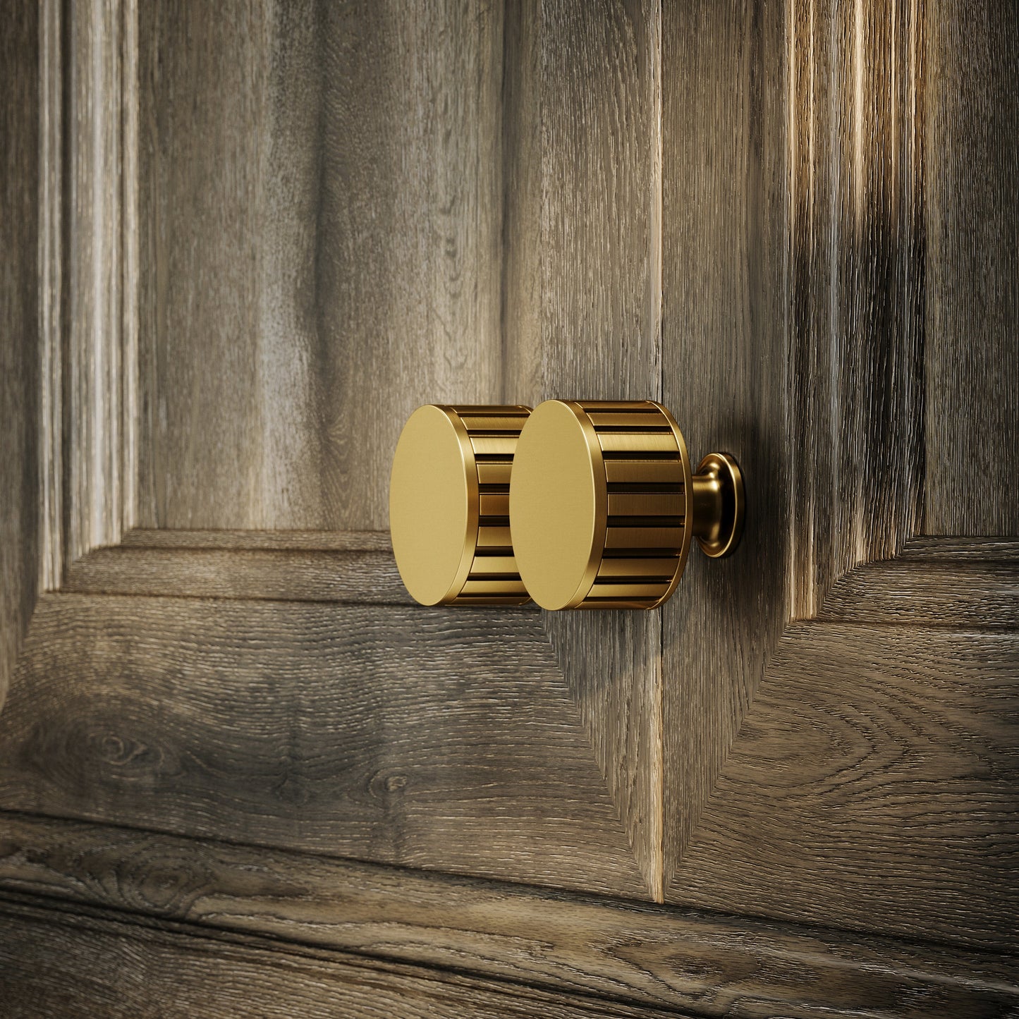 Royal Oak Brushed Gold Deep Flute Cabinet Door Knob