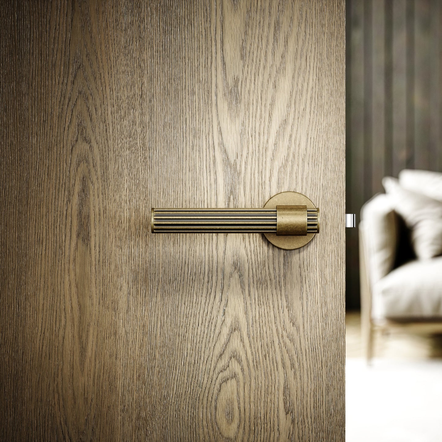 Royal Oak Aged Bronze Deep Flute Lever Door Handles