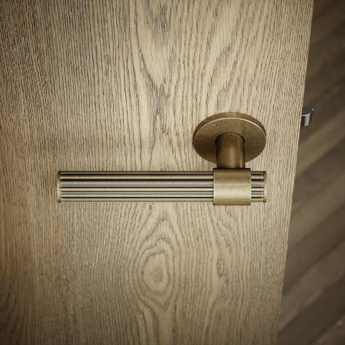 Royal Oak Aged Bronze Deep Flute Lever Door Handles