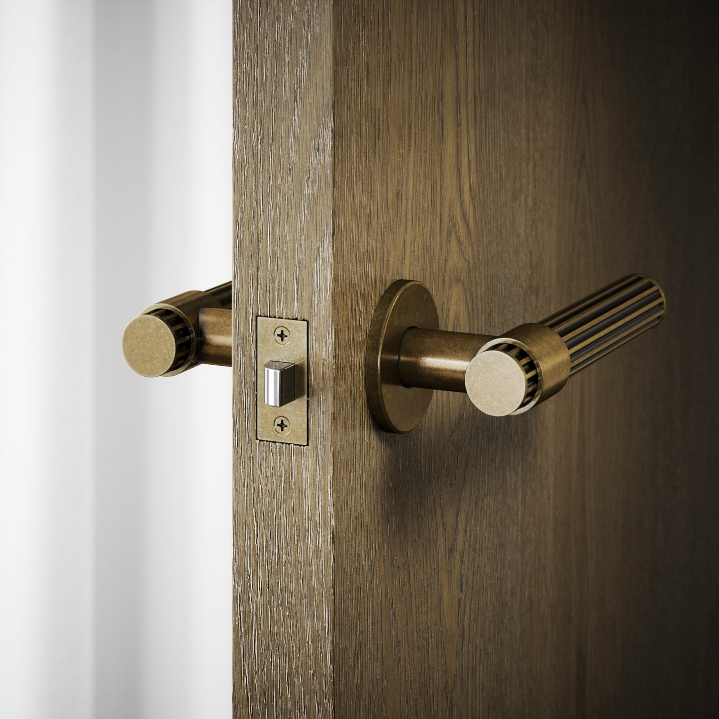 Royal Oak Aged Bronze Deep Flute Lever Door Handles