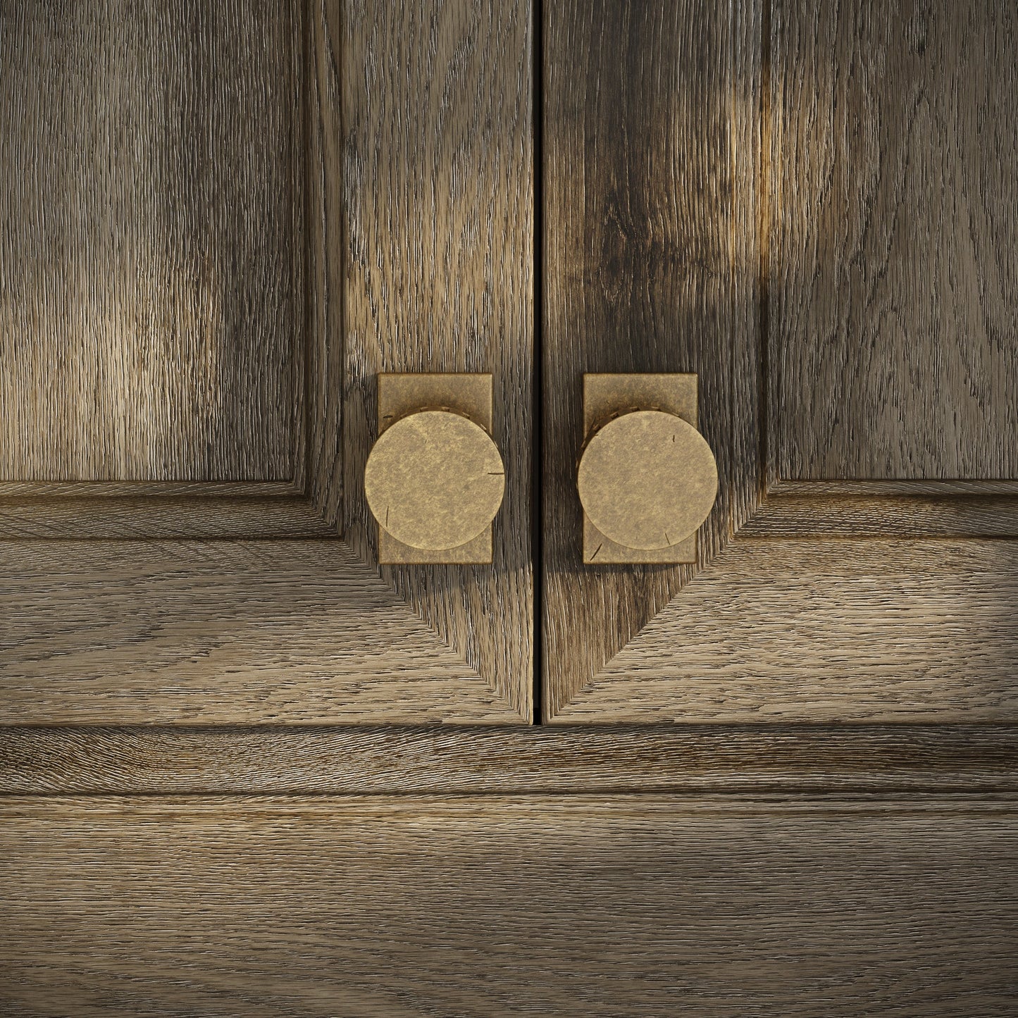 Royal Oak Plate Aged Bronze Deep Flute Cabinet Door Knob