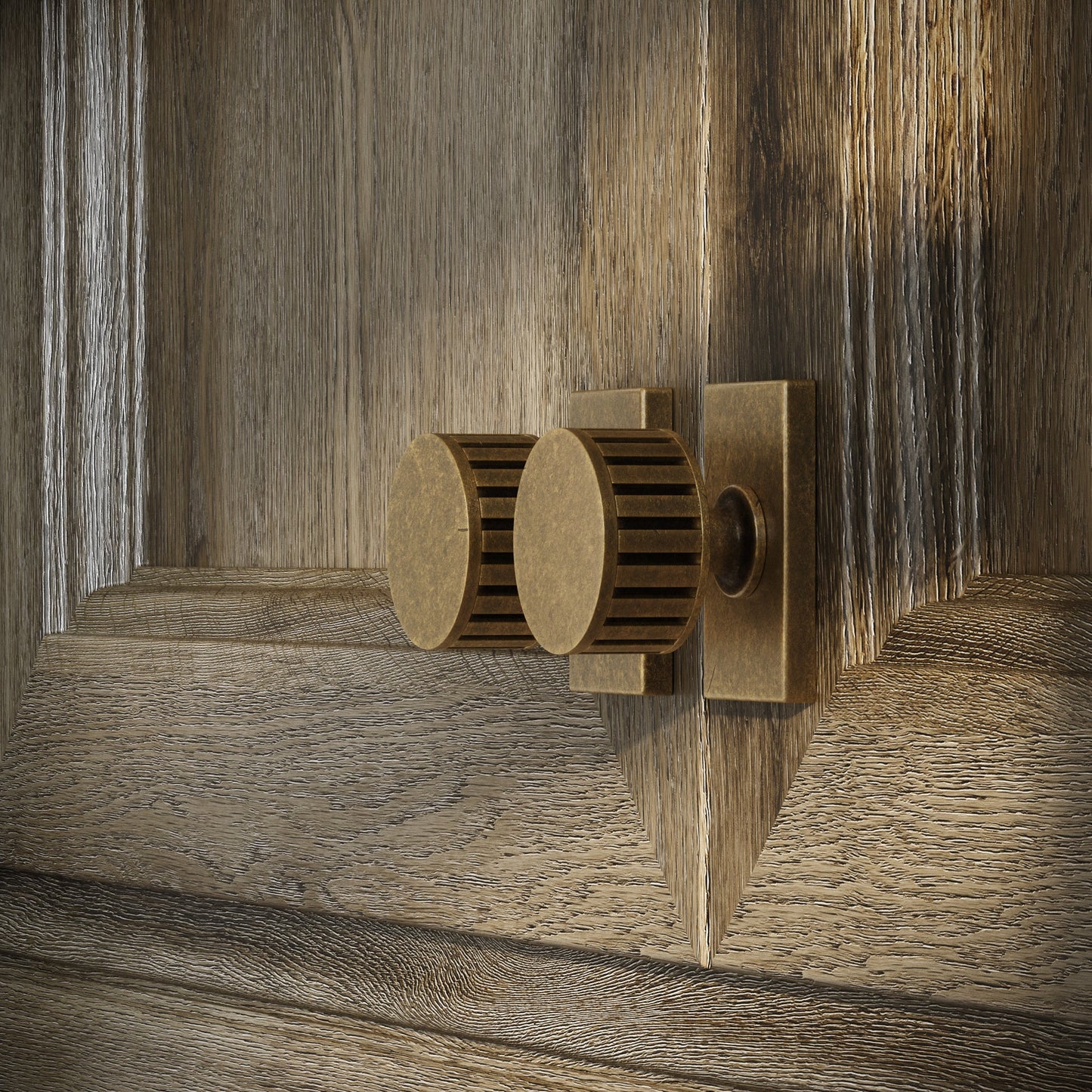 Royal Oak Plate Aged Bronze Deep Flute Cabinet Door Knob