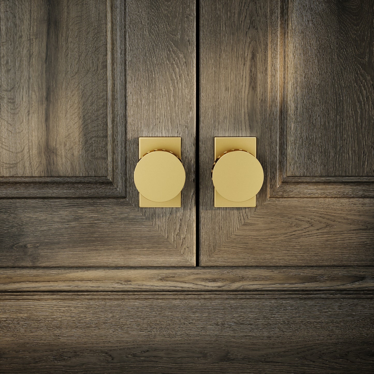 Royal Oak Plate Brushed Gold Deep Flute Cabinet Door Knob