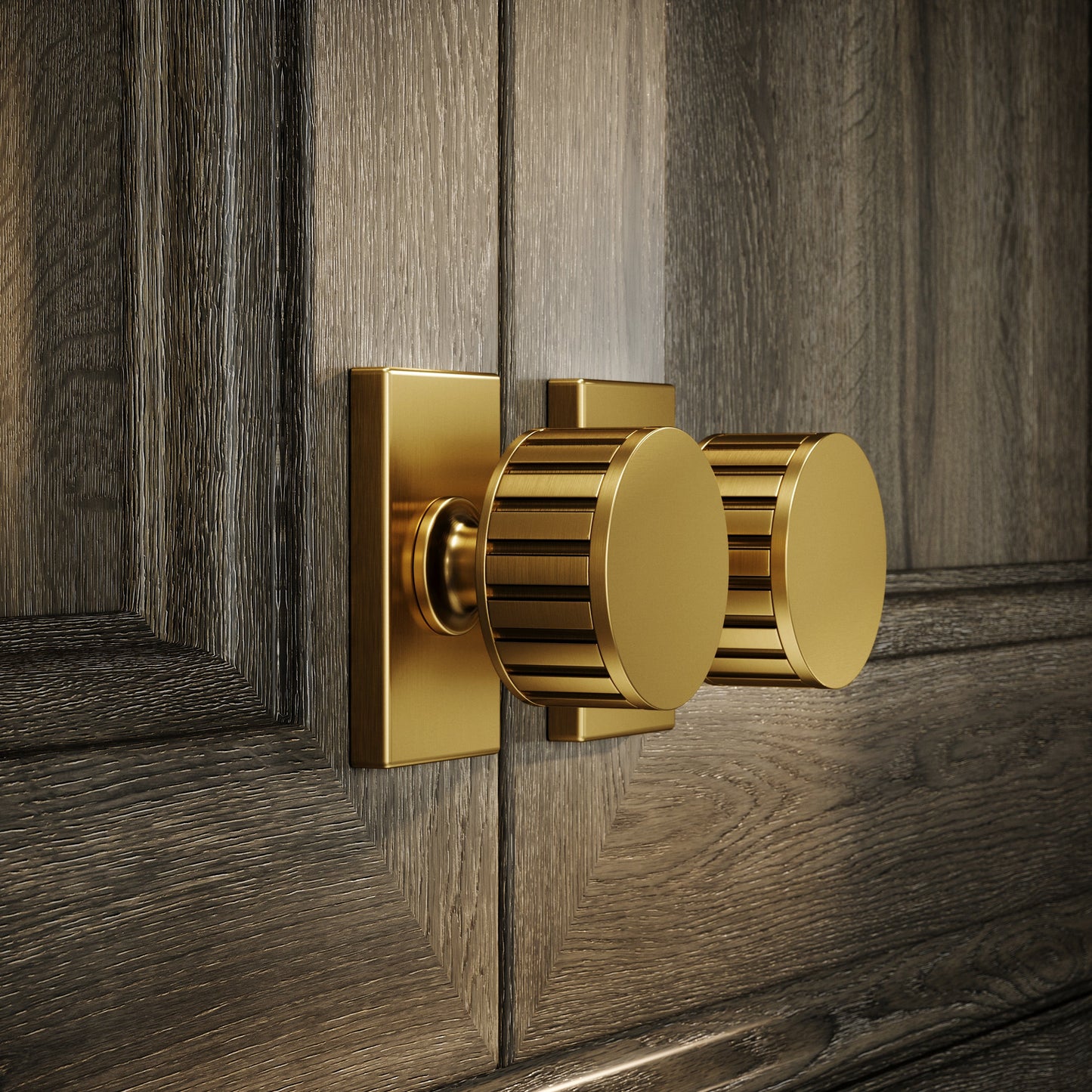 Royal Oak Plate Brushed Gold Deep Flute Cabinet Door Knob