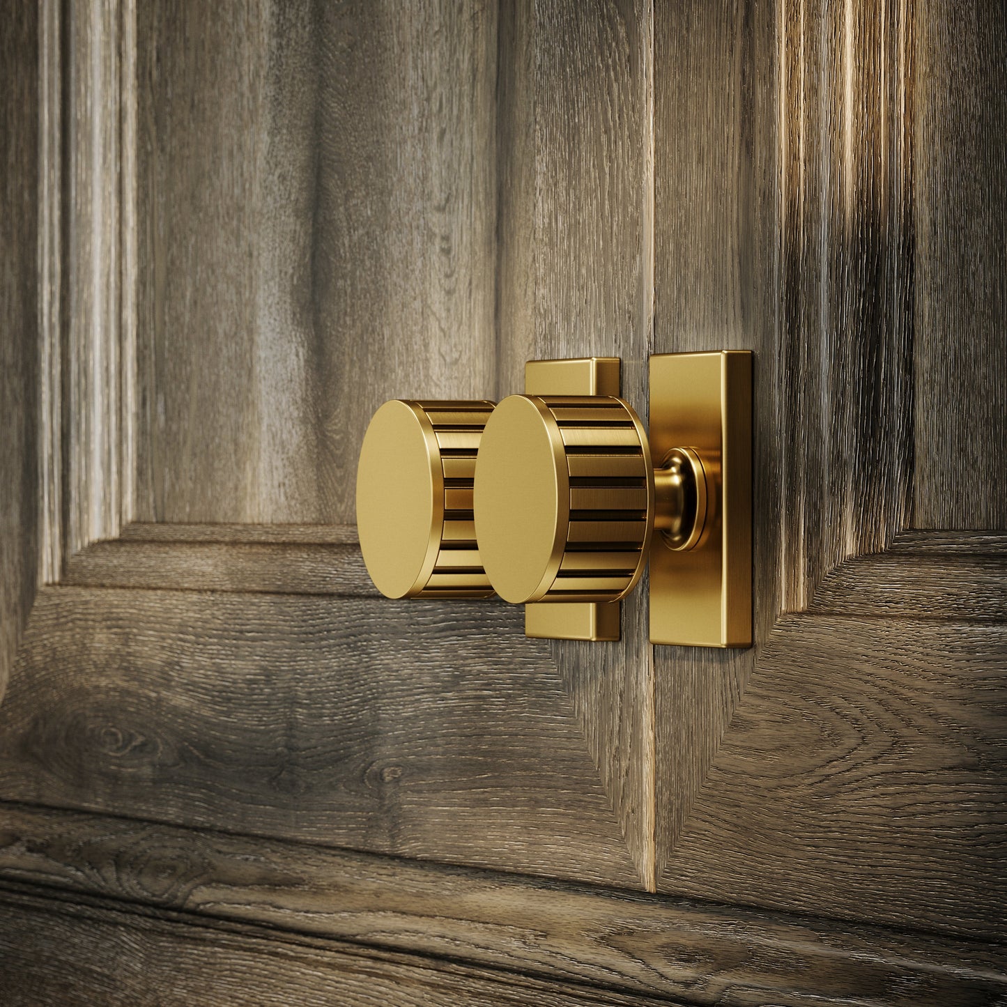 Royal Oak Plate Brushed Gold Deep Flute Cabinet Door Knob