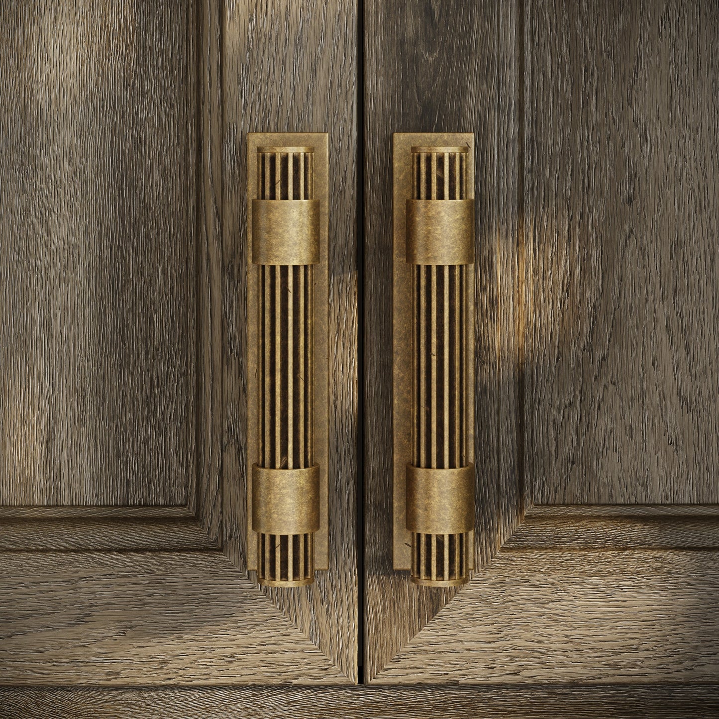 Royal Oak Plate Aged Bronze Deep Flute Pull Bar Handle 150mm