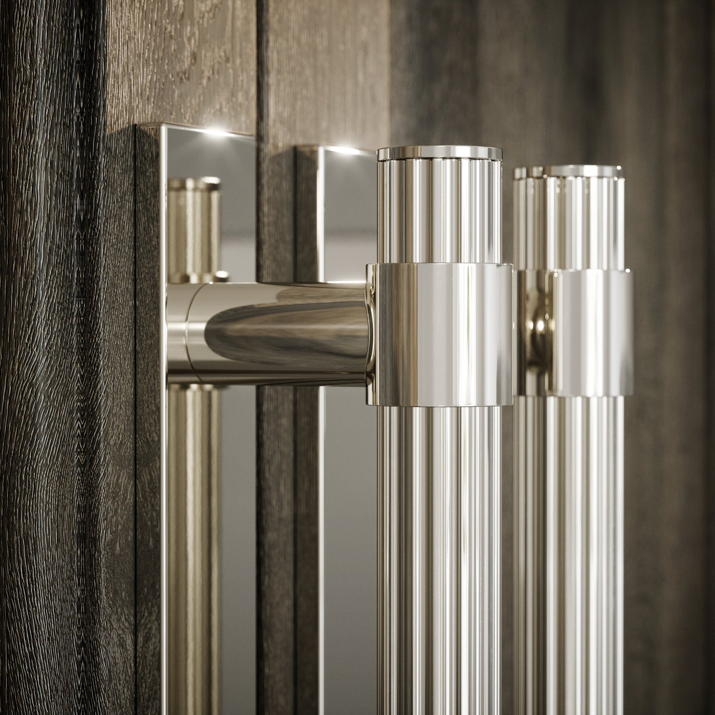 Royal Oak Plate Polished Nickel Deep Flute Pull Bar Handle 150mm