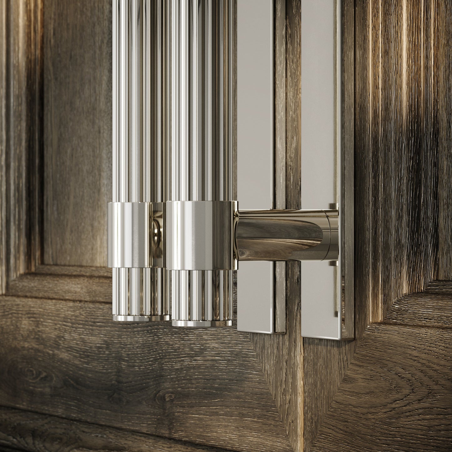 Royal Oak Plate Polished Nickel Deep Flute Pull Bar Handle 150mm