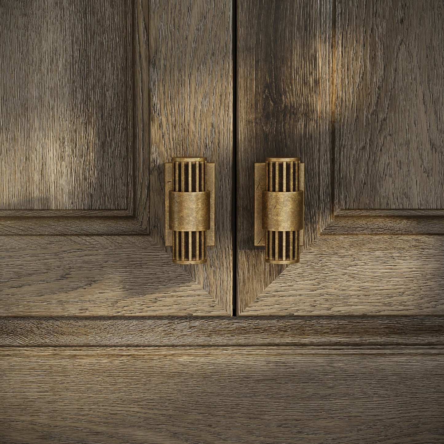 Royal Oak Plate Aged Bronze Deep Flute T-Bar Cabinet Door Handle