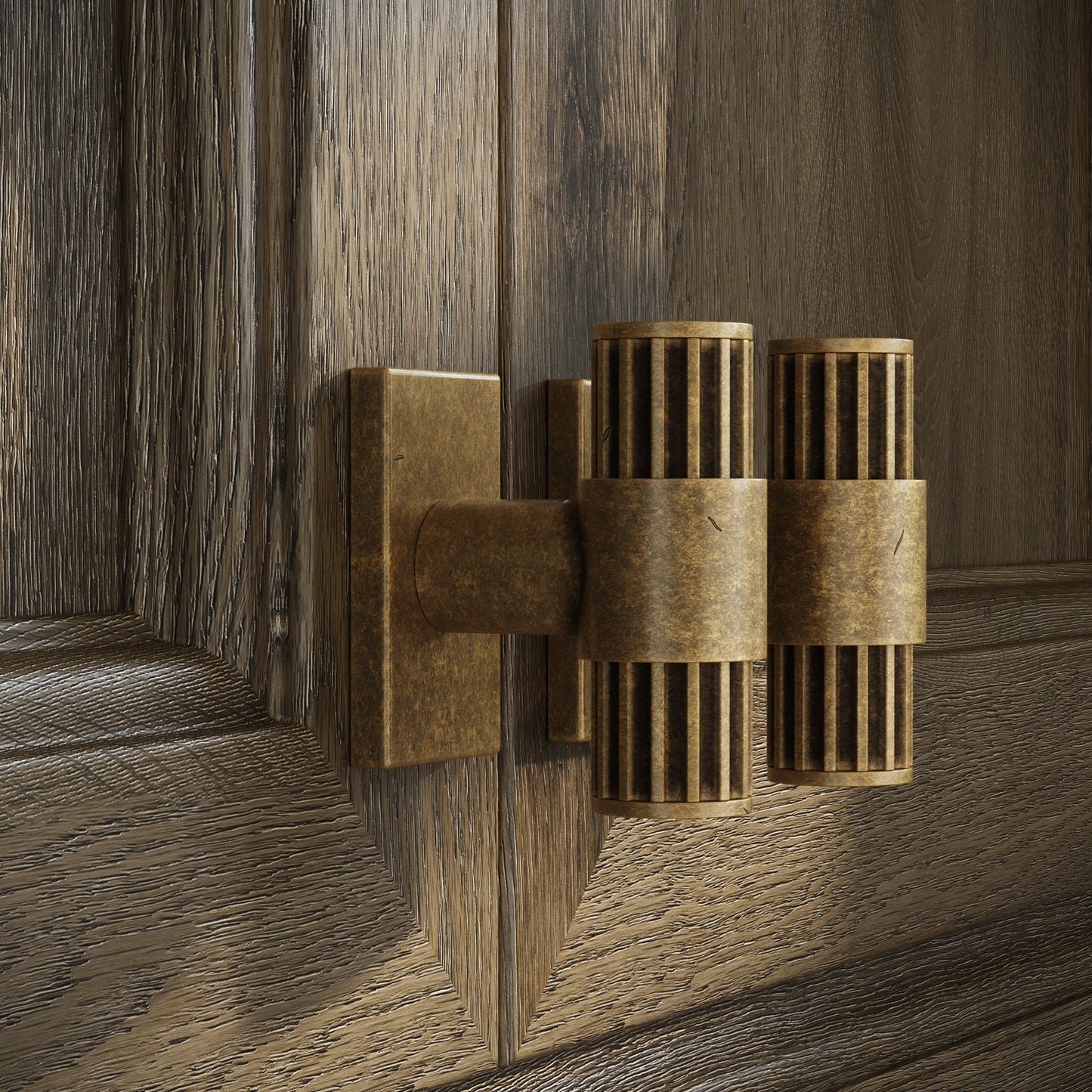 Royal Oak Plate Aged Bronze Deep Flute T-Bar Cabinet Door Handle