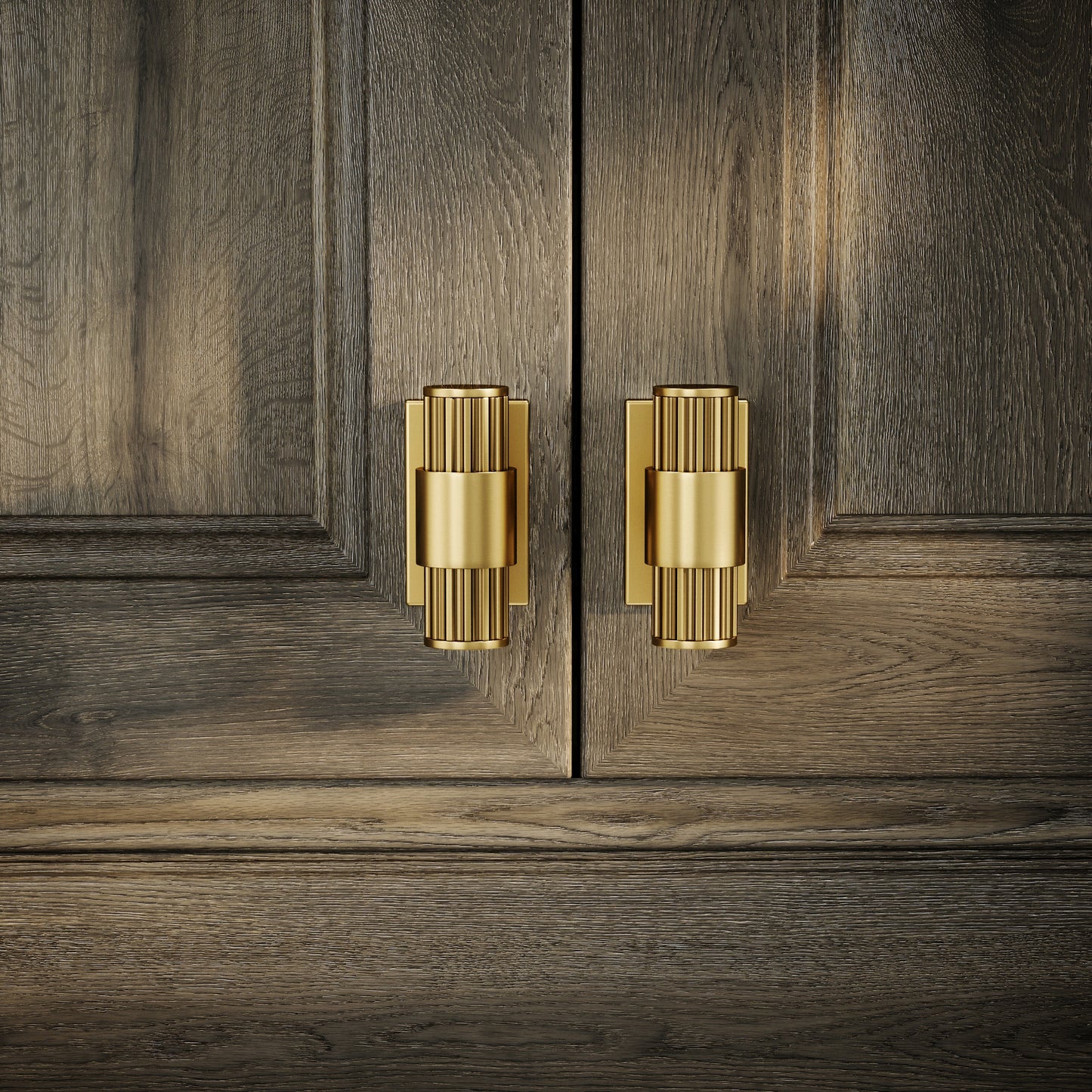 Royal Oak Plate Brushed Gold Deep Flute T-Bar Cabinet Door Handle