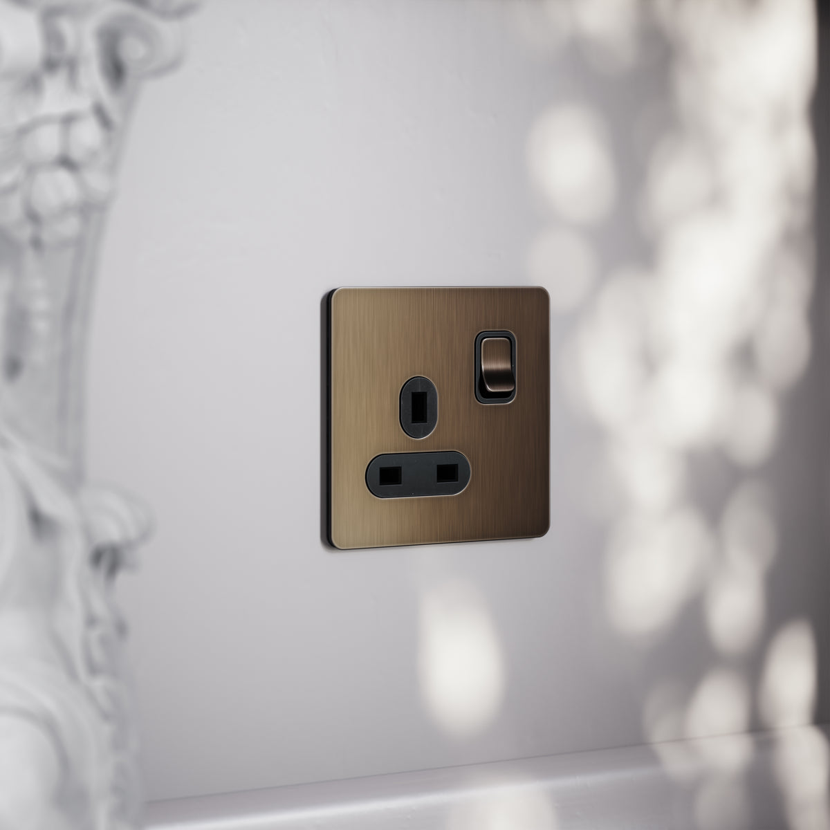 SlimTech Collection Brushed Bronze 1 Gang 13A Socket